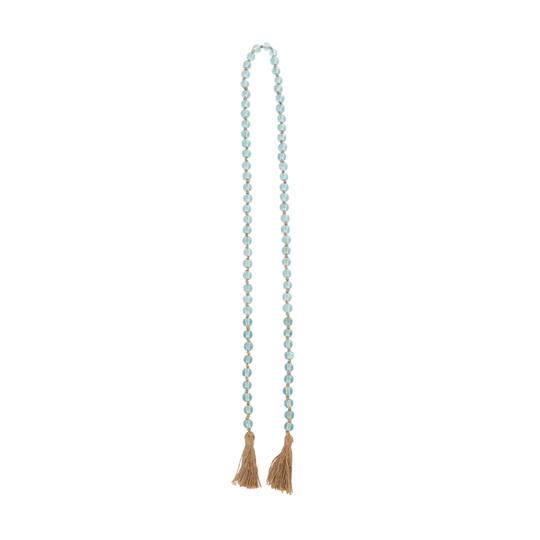 Ivory and Iris 87" Handmade Round Glass Beaded Garland with Jute Tassel
